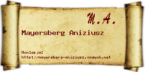 Mayersberg Aniziusz névjegykártya
